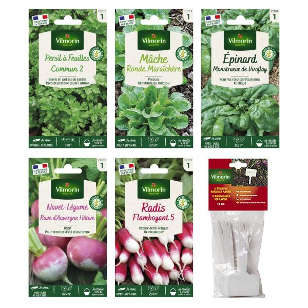 Kit de jardinage - Kit semis d'automne + 12 étiquettes de marquage offertes - face recto